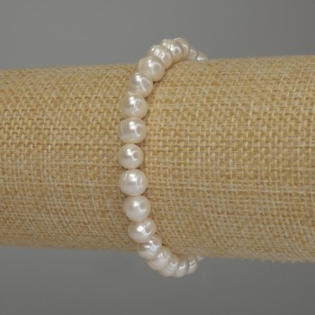 Freshwater Pearl Bracelet, diameter 7×6.5 mm, 5 mm ±, length 18 cm (stretch)
