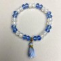 Bracelet Moonstone (opalite) and Czech faceted crystal rondelle, diameter 8x6 mm, length 18 cm, elastic