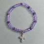Bracelet with Czech crystal and sugilite, faceted rondel 6x4 mm and faceted cube 4x4 mm, with metal inlays, length 18 cm