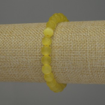 Yellow Cat's Eye Bracelet with smooth 8mm beads, 18 cm length, elastic
