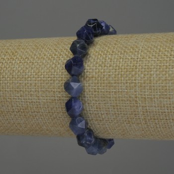 Sodalite Bracelet with Faceted Beads, 10x8 mm Diameter, 18 cm Length Stretch