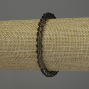 Smoky Topaz Bracelet with Smooth Beads, 6 mm Diameter, 18 cm Length (Elastic)
