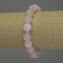 Pink Quartz Bracelet with Smooth Beads, 10mm Diameter, with Metal Accents, 18 cm Length, Stretch