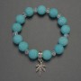 Aquamarine bracelet with smooth round beads, 12 mm diameter, Czech crystal rondelles 6x5 mm, length 18 cm, stretch