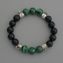 Assorted Bracelet with Smooth Bead, 10 mm diameter, with metal inserts, 18 cm stretch