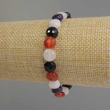 Bracelet Assorted Faceted Coin, 8 mm diameter, 18 cm length, stretch