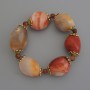 Clearance! Carnelian Bracelet with Faceted Beads, Oval 23x20 mm +/-; 6 mm faceted beads +/-; 18 cm stretch