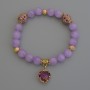 Bracelet with Lavender Amethyst, Smooth Beads, 8 mm Diameter ± Cloisonné 10 mm ± 5.5 mm Pendant, Length 18 cm ± Stretch