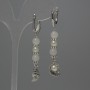 Earrings with White Quartz Bead, 6 mm diameter, with Artificial Pearl Bead 6 mm, length 56 mm