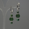 Earrings Chrysoprase bead, diameter 10 mm ± Cat's Eye faceted cube 4 mm ±, length 40 mm ±