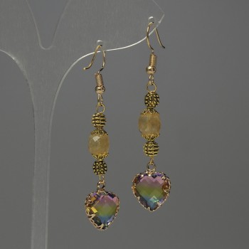 Citrine Earrings in a Faceted Cube