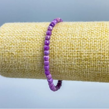 Phosphosiderite bracelet, natural stone, faceted cube, 4x4 mm, length 18 cm (stretch)