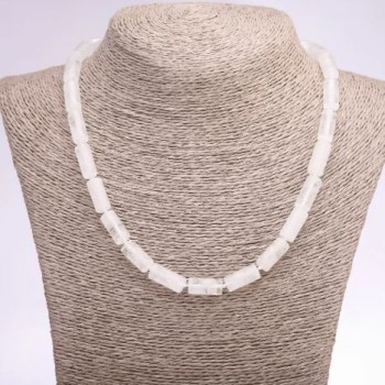 Necklace of rock crystal cylinders, 8×17 mm diameter, 47 cm length