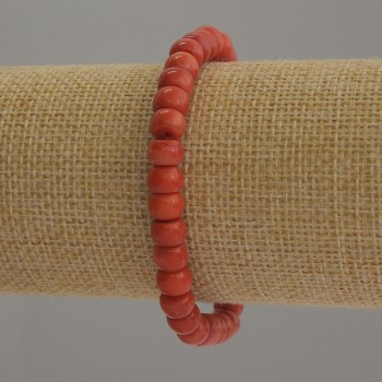 Bracelet Coral (artificial) Rondelle, 7x5 mm, 18 cm stretch