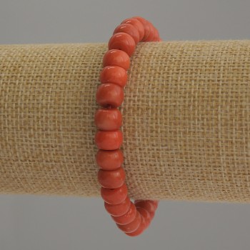 Coral Bracelet (Artificial) Rondelle Beads, 8×6 mm, 18 cm stretch