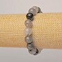 Hair-like Rutile Quartz Bracelet, Natural Stone, Smooth Bead, 12 mm Diameter, 18 cm Length (Stretch)