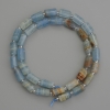 Blue Calcite Cylindrical Beads 10×6mm, with 3mm seed beads on thread, length 40 cm