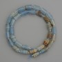 Blue Calcite Cylindrical Beads 10×6mm, with 3mm seed beads on thread, length 40 cm