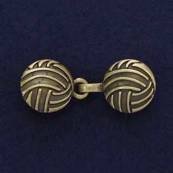 Bronze-colored cardigan brooch-clasp, diameter 20 mm, length 52 mm ±