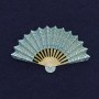 Brooch 'Fan' with blue enamel and gold-tone metal 54×33 mm+
