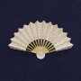 Brooch Fan White Enamel Gold-toned Metal 54x33mm+