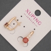 Xuping Earrings with White Crystals and Red Stones, Diameter 6mm, Length 16mm, 18K Gold Plating