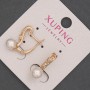 Xuping Earrings with White Crystals and Majorca Pearl Bead, 7 mm Diameter ±, 20 mm Length ±, 18K Gold Plating