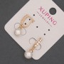 Xuping Earrings with White Crystals and Majorca Pearl, Diameter 8 mm±, Length 23 mm±, 18K Gold Plating