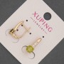 Xuping Earrings with White Crystals and Olive Crystal, Diameter 6 mm ±, Length 17 mm ±, 18K Gold Plating