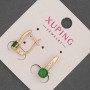 Earrings Xuping with white crystals and green crystal, diameter 6mm ±, length 17mm ±, 18K Gold Plating