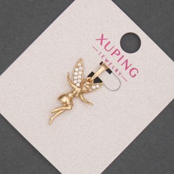 Кулон Xuping Фея з білими стразами, діаметр 15мм+ -, довжина 27мм+- позолота 18К