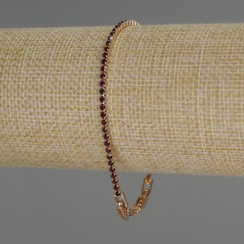 Xuping Bracelet 18K Gold Plating with Red Rhinestones, Thickness 2.0 mm, Length 17-19 cm