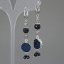 Earrings Aventurine Night of Cairo Faceted Bead 8mm +/- Acrylic Druzy Bead 13mm +/-, Length 68mm +/-