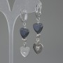 Hematite Heart Earrings, diameter 12 mm, length 55 mm