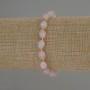 Pink Quartz Bracelet with Faceted Beads, 8×6 mm Diameter, 3 mm Seed Beads, 18 cm Stretch