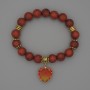 Red Jasper Bracelet, Smooth Beads, 10 mm Diameter, with Metal Inserts, 18 cm Length (Stretch)