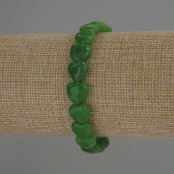Chrysoprase Heart Bracelet, 10x10 mm hearts, 18 cm stretch