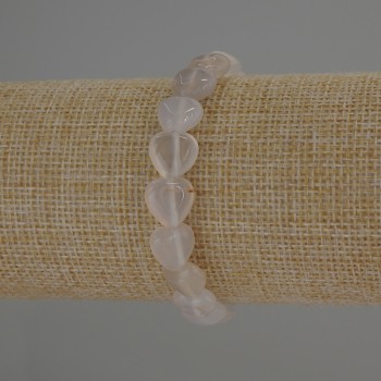 Agate bracelet with natural stone, heart-shaped, diameter 10x10 mm, length 18 cm (stretch)
