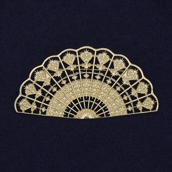 Brooch 'Fan' Matte Gold Color, Golden Metal 62×32mm+