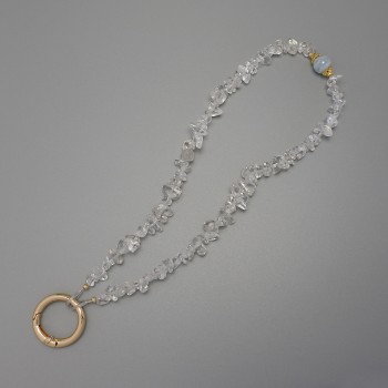 Брелок для ключів Гірський кришталь крихта 4-8х2-5мм+- кільце, діаметр 24мм+-, довжина 22см+