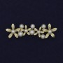 Brooch 'Pearl Flowers' in Golden Metal 55x17mm+