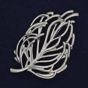 Leaf Brooch Silver-Toned Metal 57x42mm+