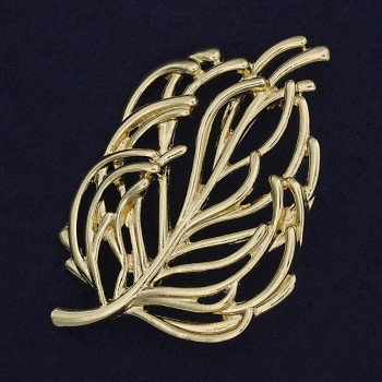Brooch Leaf gold-toned metal 57x42mm+
