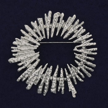 Accent Brooch, Silver-Toned Metal, 54×56 mm