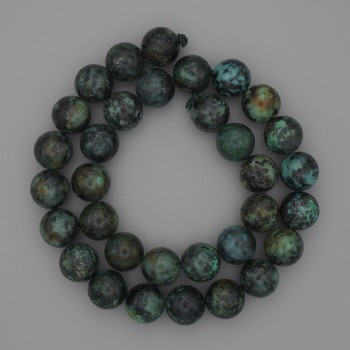 Beads African Turquoise, smooth round bead, 12mm diameter, on a string, 39cm length +