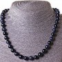 Aventurine Necklace (Synthetic) Blue Sand Night of Cairo, 12mm smooth round beads, length approx 45 cm