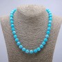 Larimar Necklace with Smooth Beads, Diameter about 10 mm, Length 46 cm+