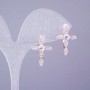 Xuping Earrings in 18K Gold-Plated with White Crystals, Cross, 20x15 mm