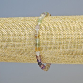 Fluorite bracelet, natural stone, faceted cube beads, diameter 4.5 mm +/- (stretch), length 18 cm+