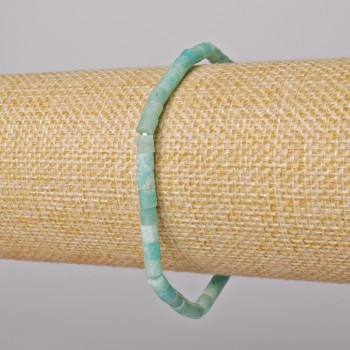 Amazonite bracelet, natural stone, faceted cut, 4x4 mm diameter, 18 cm length (stretch)